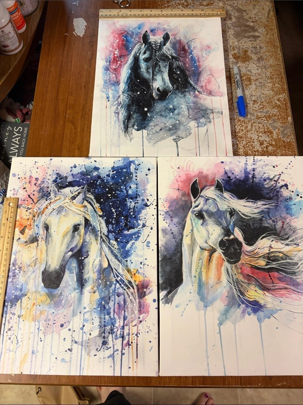 Abstract Horse Painting set in Blue & White